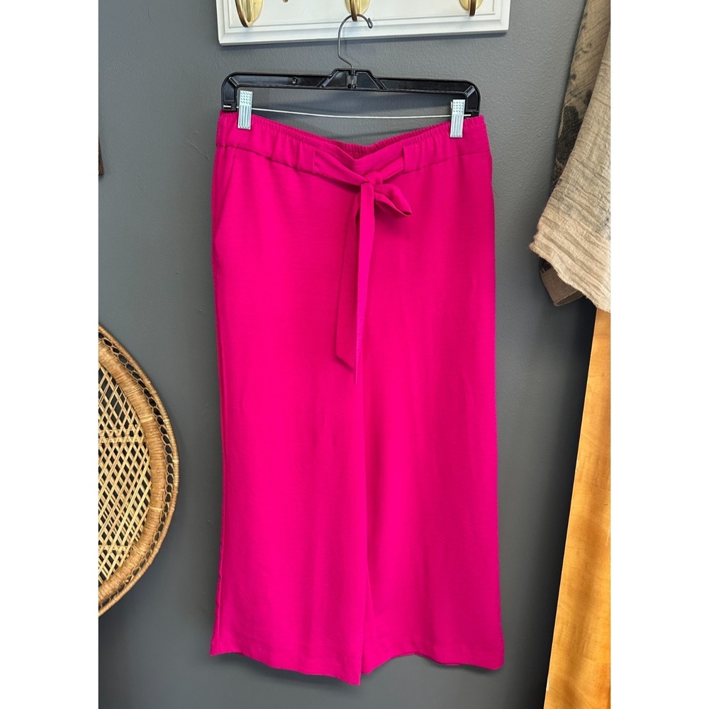 Maison D'Amelie Pants Womens S Magenta Pink Wide Leg High Waist Crop Flowy